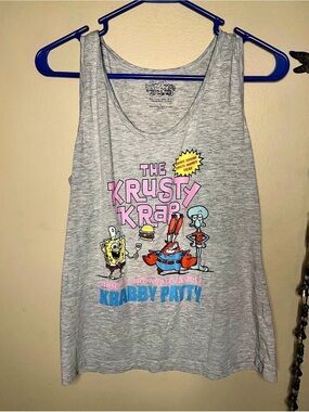 Fifth Sun Gray SpongeBob Krusty Krab Tank with Pink & Blue Graphic